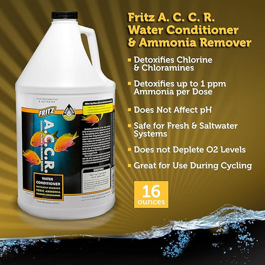 Fritz Aquatics ACCR Water Conditioner Instantly Removes Toxic Ammonia/Chlorine & Chloramines for Fresh & Salt Water Aquariums (1-Gallon)