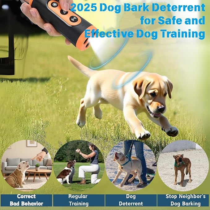 Dog Bark Deterrent Device, Upgraded Ultrasonic Anti Barking Device for Dogs, 35FT Range Auto Barkshield for Own & Neighbor's Dog, Safe & Effective No Barking Device for Dogs
