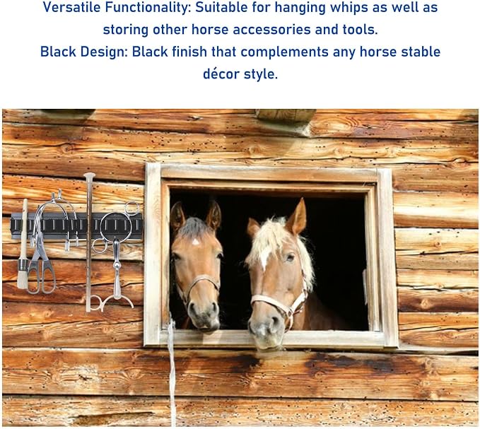 Whip Rack, Abs Wall Mount Holds Up Whip Rack, Holds 11 Whips Or Riding Crop Holders, Black Whip Holder for Horse Stable Fishing Pole