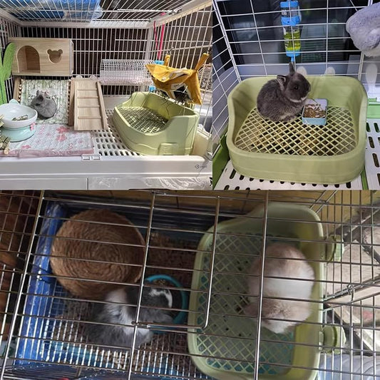 Tfwadmx Rabbit Litter Box Bunny Potty Training Litter Boxes Guinea Pig Corner Bedding Box Small Animal Toilet for Ferret,Chinchilla,Galesaur(Green)