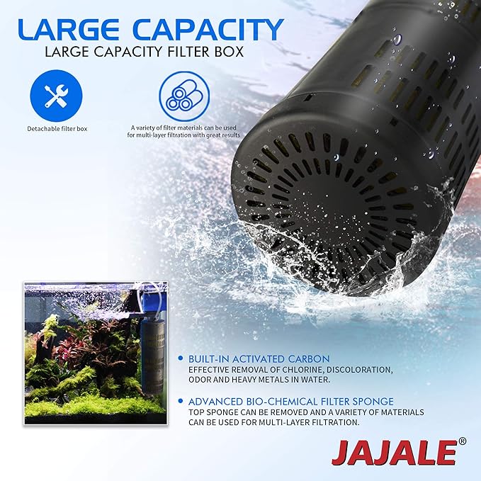 660 GPH Internal Filter Submersible Pump - 3 in 1 Aquarium Fish Tank Pump with Oxygenation, Filtration & Water Cycling, 6.6 ft max lift, 35W - 5 Pack