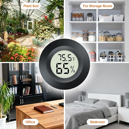 2 Pack Hygrometer Thermometer Mini Digital LCD Monitor Indoor/Outdoor Humidity Meter Gauge Temperature for Humidifiers Dehumidifiers Greenhouse Reptile Humidor Fahrenheit/Celsius(℉/℃) by QPEUIM