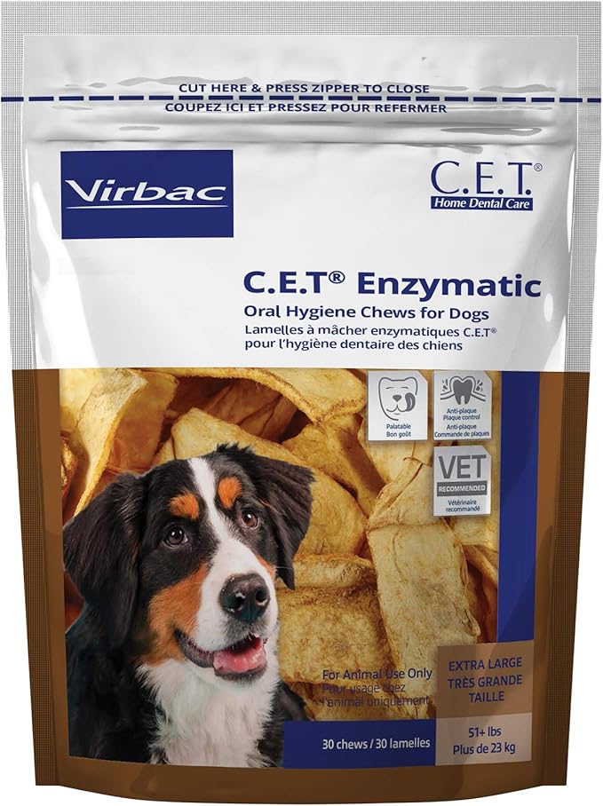 Virbac C.E.T. Enzymatic Oral Hygiene Chews, Extra Large Dog, 30 Count