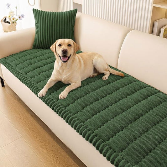 Smiry Couch Cover for Dogs, Non Slip Washable Sofa Protector for Pets, Soft Furniture Cover for Pet, Stylish Sofa Covers, Cozy Protect Against Fur, Dirt & Everyday Messes (Dark Green, 27.6" x 70.9")
