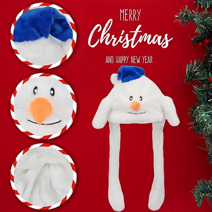 Bubblepompom Animal Hat with Ears Moving Jumping Pop Up Beating Hat Plush Holiday Cosplay Dress Up Funny Gift for Kids