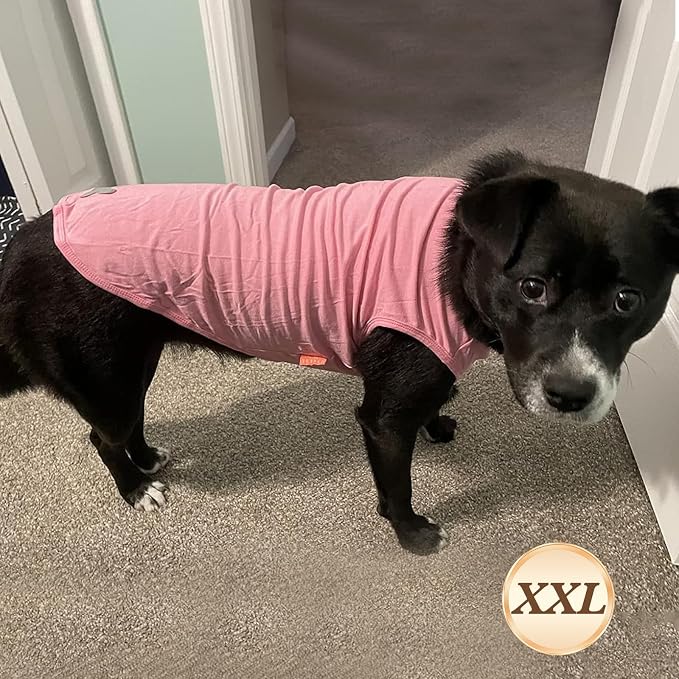 KYEESE 2Pack Dog Shirt, Soft Striped Dogs T Shirts, Lightweight Pet Tank Top, Sleeveless Dog Shirt for Medium Dogs, Stretchy Comfortable Pet Vest, Pink, 2XL