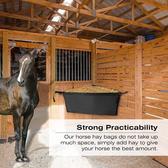 ASOOLL Horse Corner Hay Feeder with Large Capacity, Mesh Bottom and Metal Snaps, Fit for Horse Trailer Stall