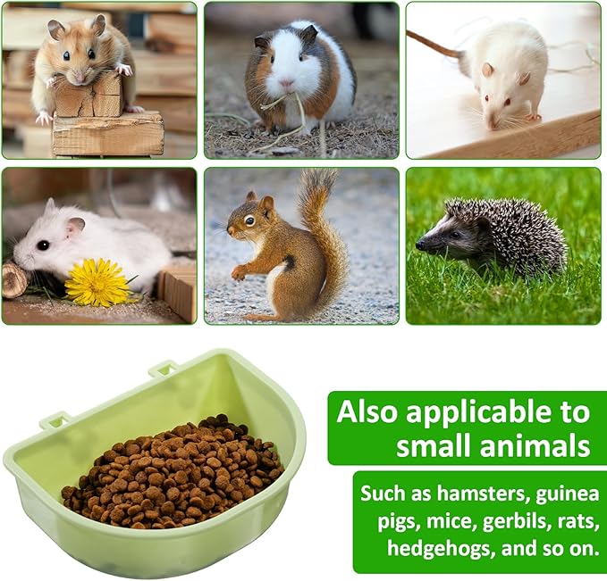 2 Pack Feeder, Hanging Food Bowl Feeder Food and Water Container for Wire Cage Feeding Dish Hanging Cups for Birds Hamsters Mice Rats Guinea Pig Small Pets