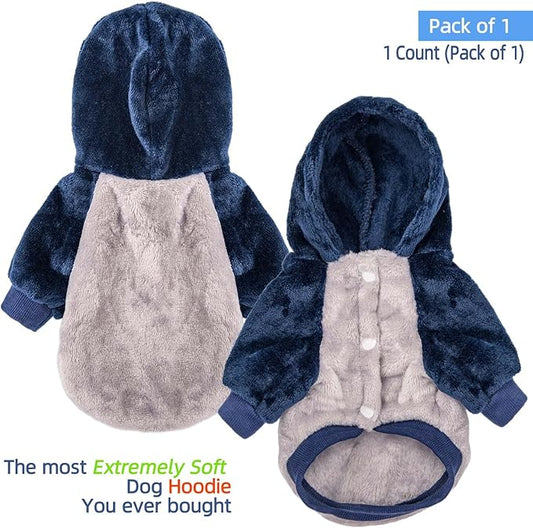 FabriCastle Small Dog Hooded Sweater, Dog Clothes XXS XS Small Medium for Dogs Boy & Cats, Soft and Warm Pet Coat, Winter Pet Jacket Apparel Costumes, Puppy Outfits Snap On Hoodies (Grey Body, Large)