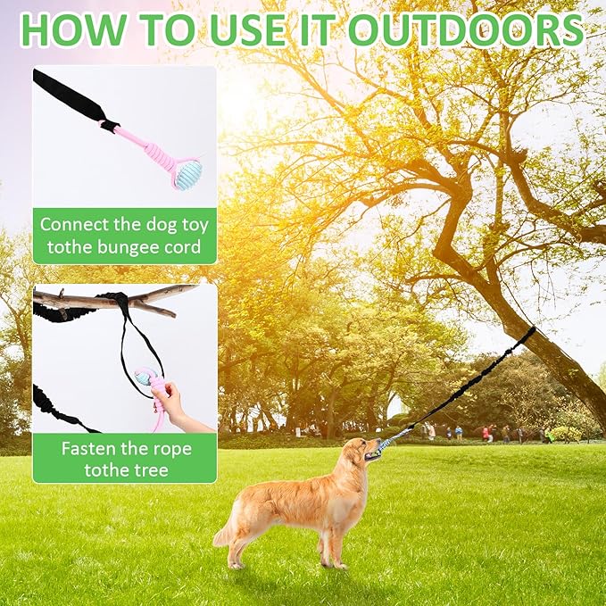 Hiboom 6 Pcs Interactive Dog Tug of War Toy Set Hanging from Tree and 4 Chew Ropes Teething Rope for Teeth Cleaning Dog Bungee Toy for Small/Medium Dogs with Aggressive Chewing Habit, Dogs Supplies
