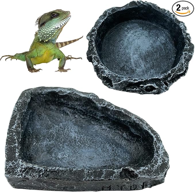 2 Pack Reptile Feeding Dish Corner Bowl, Reptile Water Dish Food Bowl Feeding Terrarium Bowls for Bearded Dragon Lizard Frog Gecko Tortoise Hermit Crab