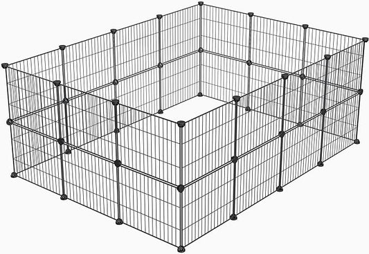 LURIVA Small Animal Playpen, Guinea Pig Cages, Pet Playpen, Rabbit Cage,Small Animal Cage, Puppy Kitten Dog Playpen, Indoor Outdoor Portable Metal Wire Yard Fence,15 X 12 Inch, 28 Panels, Black