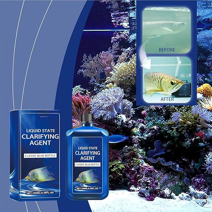 Fast-Acting Aquarium Water Clarifier, Aquarium Liquid State Clarifying Agent, Clears Cloudy Water & Maintains Clear Results, Powerful Fish Tank Water-Purification, for Freshwater (3pcs)