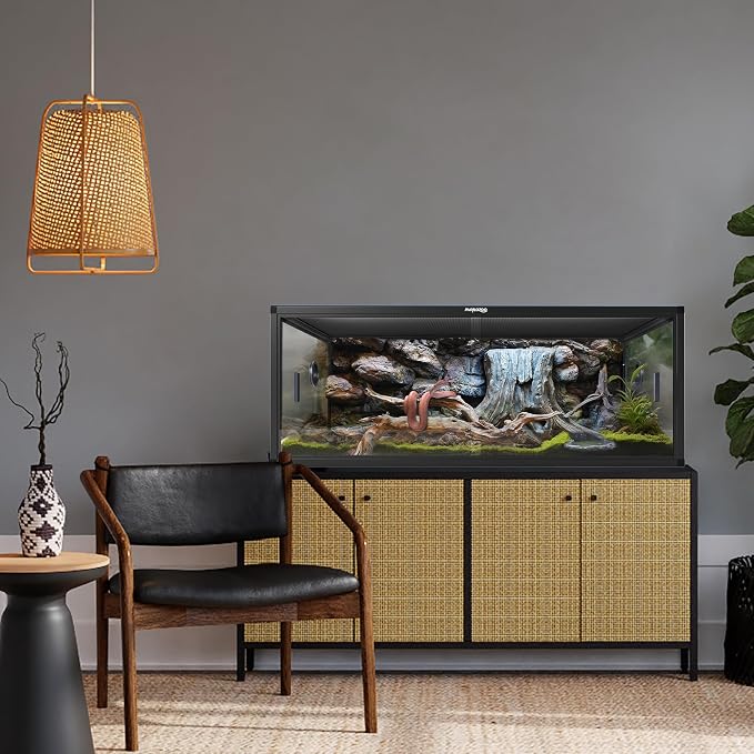 Phailozoo Stackable Reptile Enclosure, 85 Gallon Reptile Tank for Bearded Dragon, Snake, Ball Python, Colorful Aluminum Frame & Front Opening Tempered Glass Door with Handles for Easy Maintenance