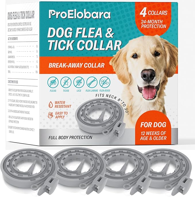 Flea and Tick Prevention Collars for Dogs: Natural Essential Oil Pet Flea Tick Collar Treatment - Break-Away Collars for Extra Large, Medium, Small Dogs, Fleas Ticks Control for Puppies
