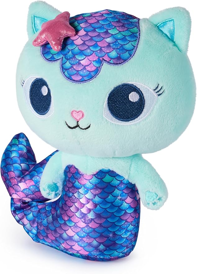 Gabby’s Dollhouse, Fin-Tastic Mercat, Premium Plush Toy, 10-Inch Tall Stuffed Animal with Moving Mermaid Tail, Kids Toys for Girls & Boys Ages 3+