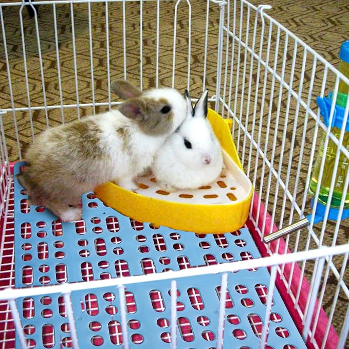 12 Pcs Plastic Rabbit Cage Mat Durable Rabbit Feet Pad Small Animal Feet Pad Cage Resting Mat with a Convenient Connectors, Bunny Pads for Easy Cleaning for Bunny Rat Guinea Cats