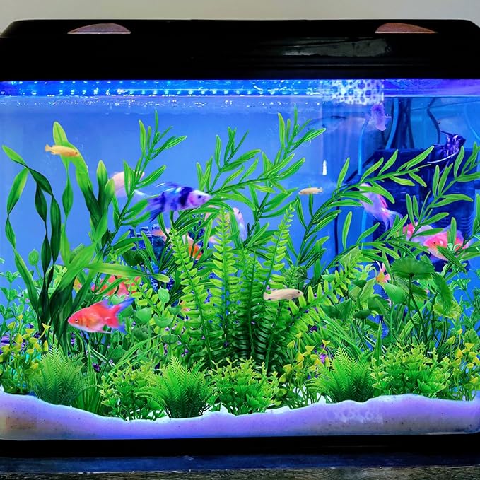 QUOZUO Fish Tank Accessories Aquarium Decorations Green Plants, 25pcs Green Fish Tank Decorations Plant, Aquarium Decor Plastic Plants