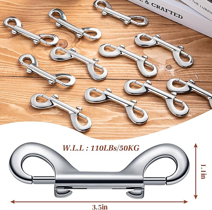 BBTO 12 Pieces Double Ended Bolt Snaps Hook Zinc Alloy Double Trigger Clips Home Pet Accessory for Linking Dog Leash Collar Leash Key Chain Horse Tack Pet Sling Feed Buckets (3.5 Inch)