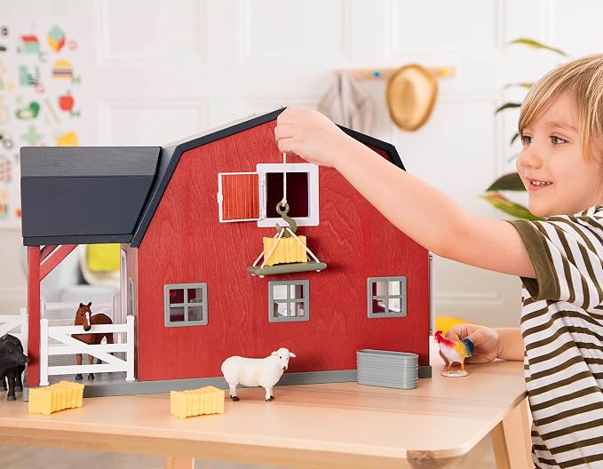 Terra by Battat – 20 Pieces Wooden Animal Barn Toy Set – Farm Animals & Play Fence – Pretend Play for Toddlers & 3+ Years – Educational Toys – Farmhouse Playset