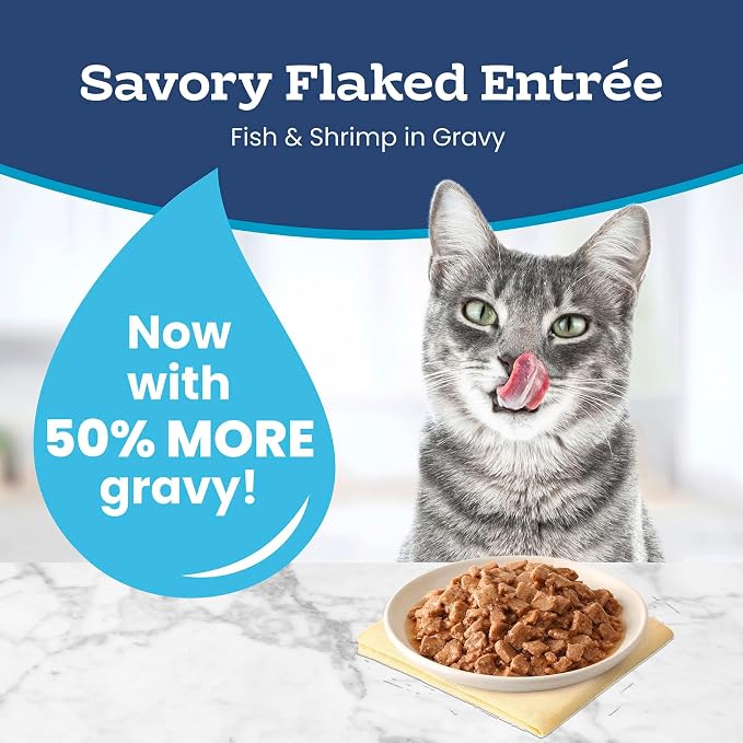 Blue Buffalo Tastefuls Natural Wet Cat Food Cans, Flaked Style, Fish and Shrimp Entrée in Gravy 3-oz Cans (Pack of 4)