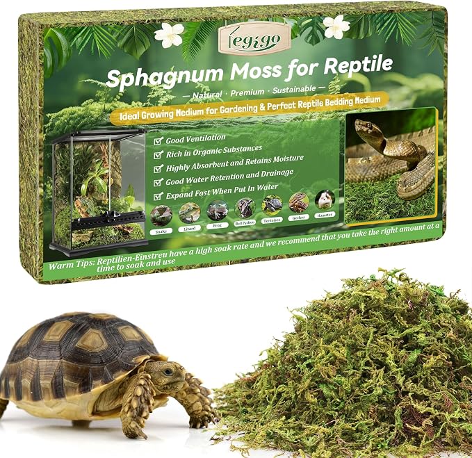 Legigo 3.5 OZ Sphagnum Moss for Reptile- 4 QT Natural Reptile Moss Terrarium Moss Substrate, Snake Tank Moss Peat Moss Reptile Bedding for Snake, Gecko, Ball Python, Frog and Orchids Plants