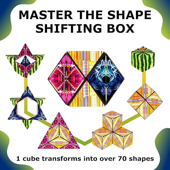 Shashibo Shape Shifting Box - Award-Winning STEM Fidget Toy with Ultra Strong Magnets - Puzzle Cube Transforms Into 100+ Shapes, Perfect Sensory Gift for Kids, Teens, and Adults (Hyper Melon)