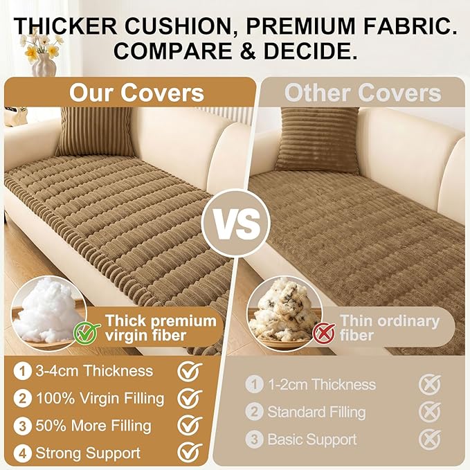 Smiry Couch Cover for Dogs, Non Slip Washable Sofa Protector for Pets, Soft Furniture Cover for Pet, Stylish Sofa Covers, Cozy Protect Against Fur, Dirt & Everyday Messes (Mocha Brown, 35.4" x 70.9")