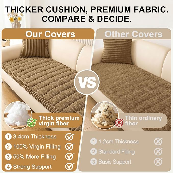 Smiry Couch Cover for Dogs, Non Slip Washable Sofa Protector for Pets, Soft Furniture Cover for Pet, Stylish Sofa Covers, Cozy Protect Against Fur, Dirt & Everyday Messes (Mocha Brown, 35.4" x 63")