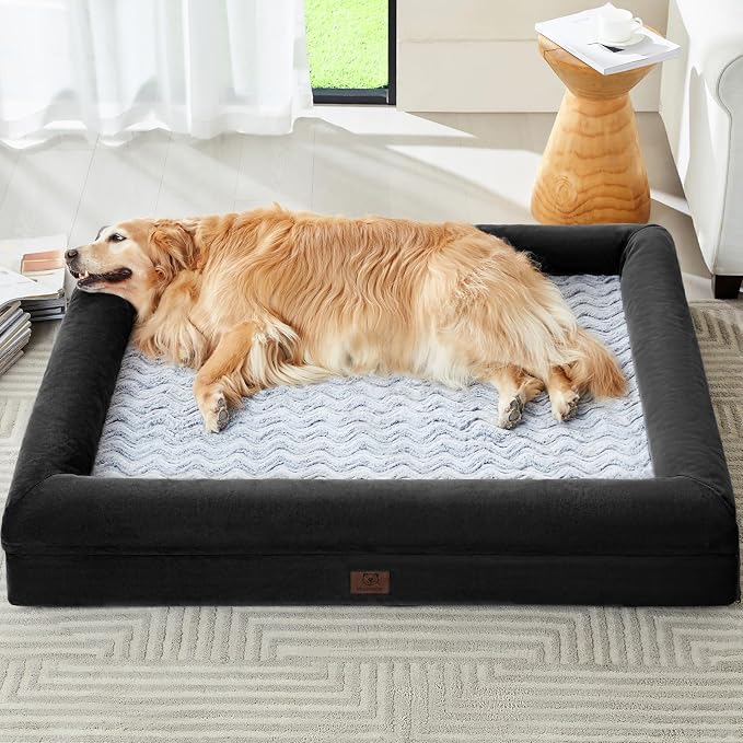 WNPETHOME XXXL Big Dog Bed, Washable Dog Couch with Removable Waterproof Cover, Orthopedic Large Pet Sofa Bed with Bolster Sides for Sleeping