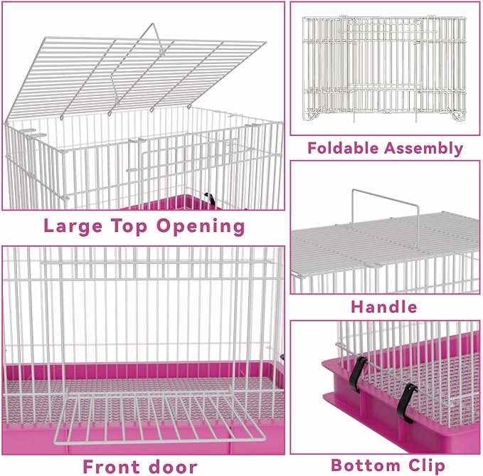 STILLCOVE Small Rabbit Cage Indoor, Guinea Pig Cages with Water Bottle & Food Dish, Bunny Enclosure for Hamster, Ferret, Rat, Chinchilla, Hedgehog, Gerbil, Mouse and Small Animal