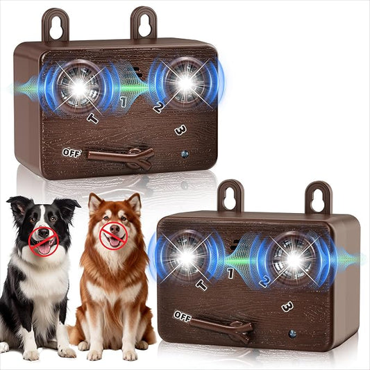2-Pack Anti Barking Device for Dogs ,Bark Deterrent Device with 3 Frequency Modes & Flashlight, Dog Barking Deterrent Devices for Stopping Barking, Jumping & Bad Behavior, Indoor Outdoor Use(Brown)