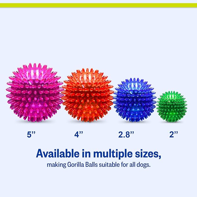 PetSport Gorilla Spiky Ball - Spiky Balls for Puppies and Old Dogs, Dog Toy for Small Dog, Dog Balls, Certified Non-Toxic, Indoor and Outdoor Play - 2.8" (Pack of 3)