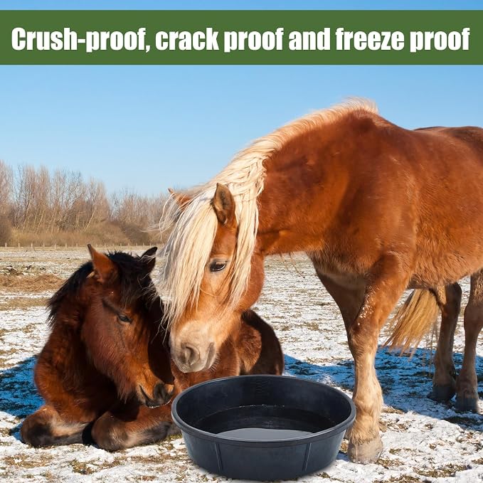 Sadnyy 5 Pcs Rubber Feed Pan 12 Quart/ 3 Gallon Utility Horse Feed Bucket Rubber Bowl Chicken Dust Bath Container Horse Feeder for Goats Livestock Animal Feeding Cats Dogs Pigs