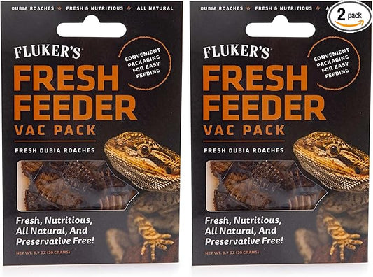 Fluker's Fresh Feeder Vac Pack Dubia Roaches, All Natural and Preservative Free, Great for Insect Eating Reptiles, Birds, or Small Animals, 0.7 oz (Pack of 2)