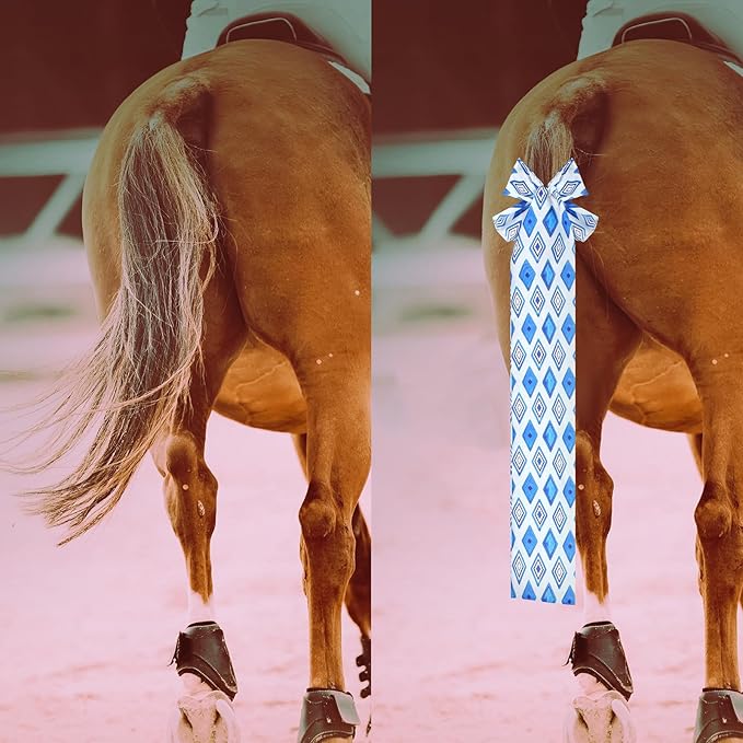 Huhumy 6 Pcs Horse Tail Bag Breathable Guard 22" Slip on Horse Care Tail Wrap 2 Strand Closure Straps Grooming Supplies to Keep from Dirt Breakage Rubbing 6 Designs(Aesthetic Style)
