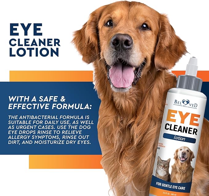 All Pets Eye Wash Drops for Relieve Pink Eye, Allergies Symptoms, Infections & Runny, Dry Eyes - Pain-Free Treatment Helps Prevent Abrasions, Irritations & Conjunctivitis