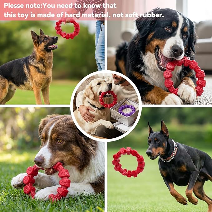 BoYoYo 2 Pack Dog Toys for Aggressive Chewers, Indestructible Dog Toys for Large Breed, Durable Chew Toy for Dogs to Keep Them Busy, Ring Toy for Trainging & Cleaning Teeth, Bacon Flavored