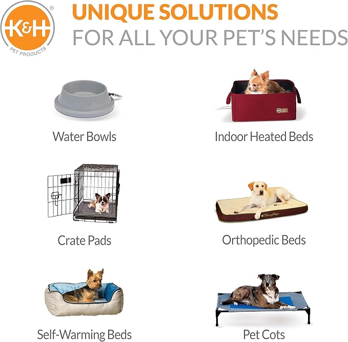 K&H Outdoor Elevated Dog Bed - Cooling Raised Dog Bed for Large & Extra-Large Pets, Breathable Mesh Center Hammock Design, Indoor/Outdoor Washable Cover, Portable Metal Frame, Gray, XL 50x32in