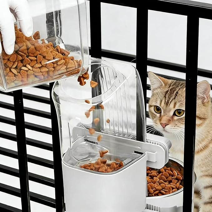 54 oz Pet Food Dispenser, Gravity Feeder Bowl for Cage, Auto Feeder for Ferret, Cat, Dog and Other Small & Medium Animals, Compatible with Widemouth Cages(Yellow)