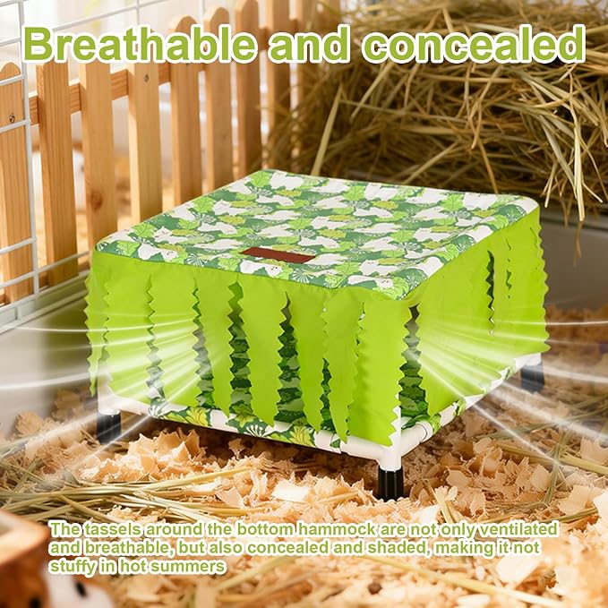 Guinea Pig Hideout with Curtain,Machine Washable Guinea Pig Hide Tent Houses & Habitats,Ideal Hides for Small Pets, Can be Assembled into Other Shapes,for Bunny Hedgehog(Green)