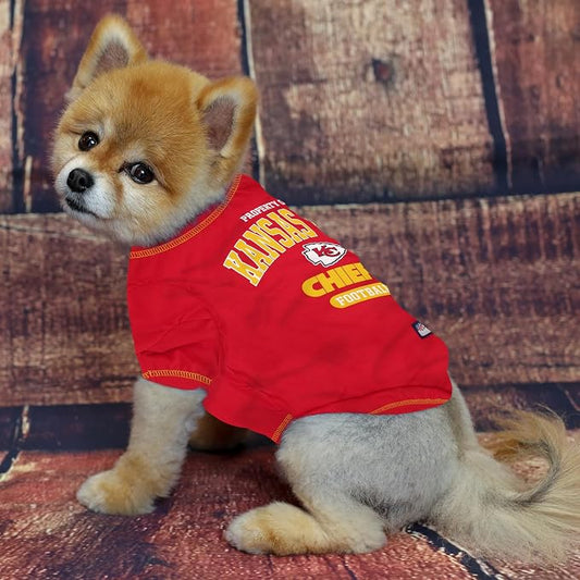 NFL Kansas City Chiefs Dog T-Shirt for Pets, Size Medium. Officially Licensed Pet Shirt with Team Logo, Soft Stretchable Comfort Fit Apparel for Dogs & Cats