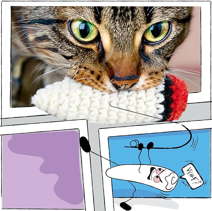 LIT LABS Catnip Doobies Toy Kittie J's Pre-Rolled Cone Form 3 inches Long - Handmade Crocheted - Entertain Your Cat with Hilarious Cartoon J's: Perfect Cat Gift, Comes in a 2-Pack