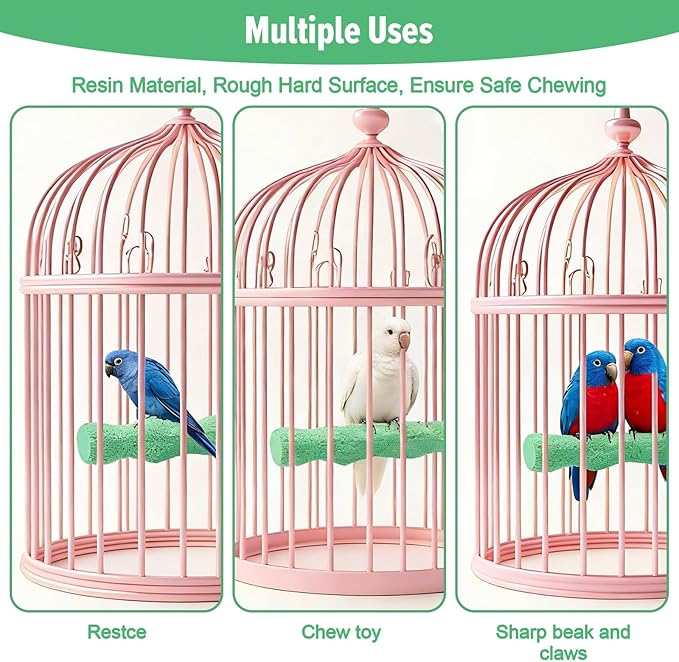 2PCS Bird Perches for Cage, Bird Beak Grinding Stone, Parrot Stand Claw Trimming Chewing Toy Accessories for Budgies Parakeets Cockatiels Conures Supplies (S)