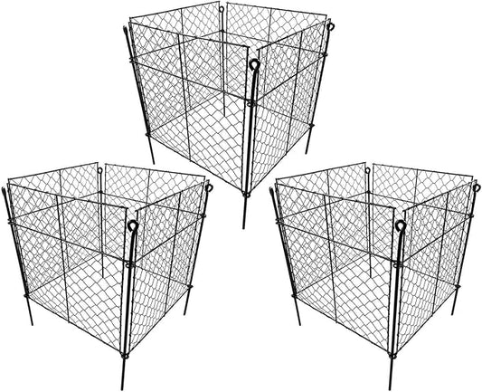 3 Pack Plant Protectors from Animals, 12Pcs 1" Mesh DIY Plant Cages 13.8"x13.8"x12", Metal Garden Animal Barrier with Stakes, Keep Rabbits & Chipmunks Out for Vegetables, Shrubs & New Plants