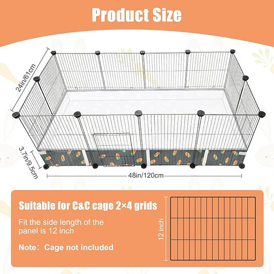 Guinea Pig Cage Liner, Rabbit Cage Liner with Carrot Pattern 24" X 48" Water-Resistant and Washable Guinea Pig Liner for Hamster, Hedgehog, Ferrets and Other Small Pet (Dark Green)