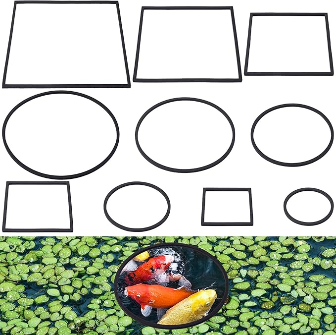 PAGOW 10pcs Fish Feeding Rings Set, Floating Aquarium Plant Corral, Round & Square Fish Feeder Rings for Fish Tank, Floating Plant Ring, Fish Tank Aquarium Accessories for Betta (Black)