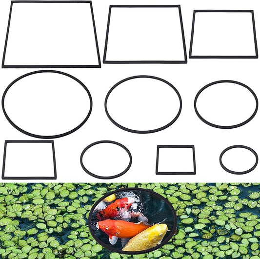 PAGOW 10pcs Fish Feeding Rings Set, Floating Aquarium Plant Corral, Round & Square Fish Feeder Rings for Fish Tank, Floating Plant Ring, Fish Tank Aquarium Accessories for Betta (Black)