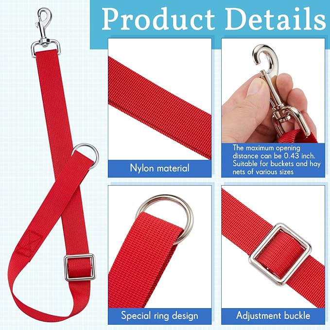 10 Pieces Horse Bucket Straps for Horse Stalls Adjustable Bucket Strap Nylon Horse Trailer Ties Horse Hanging Strap for Water Bucket Horse, Hay Nets, Water Buckets, Horse Outdoor Feeders