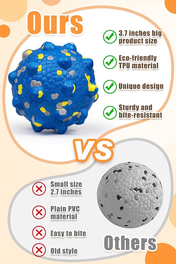 Moonorange 2.36'' Dog Balls for Dogs Aggressive Chewers Indestructible Tennis Durable Bouncy Interactive Dog Toy Balls for Fetch Game Floating Training(Blue Medium)
